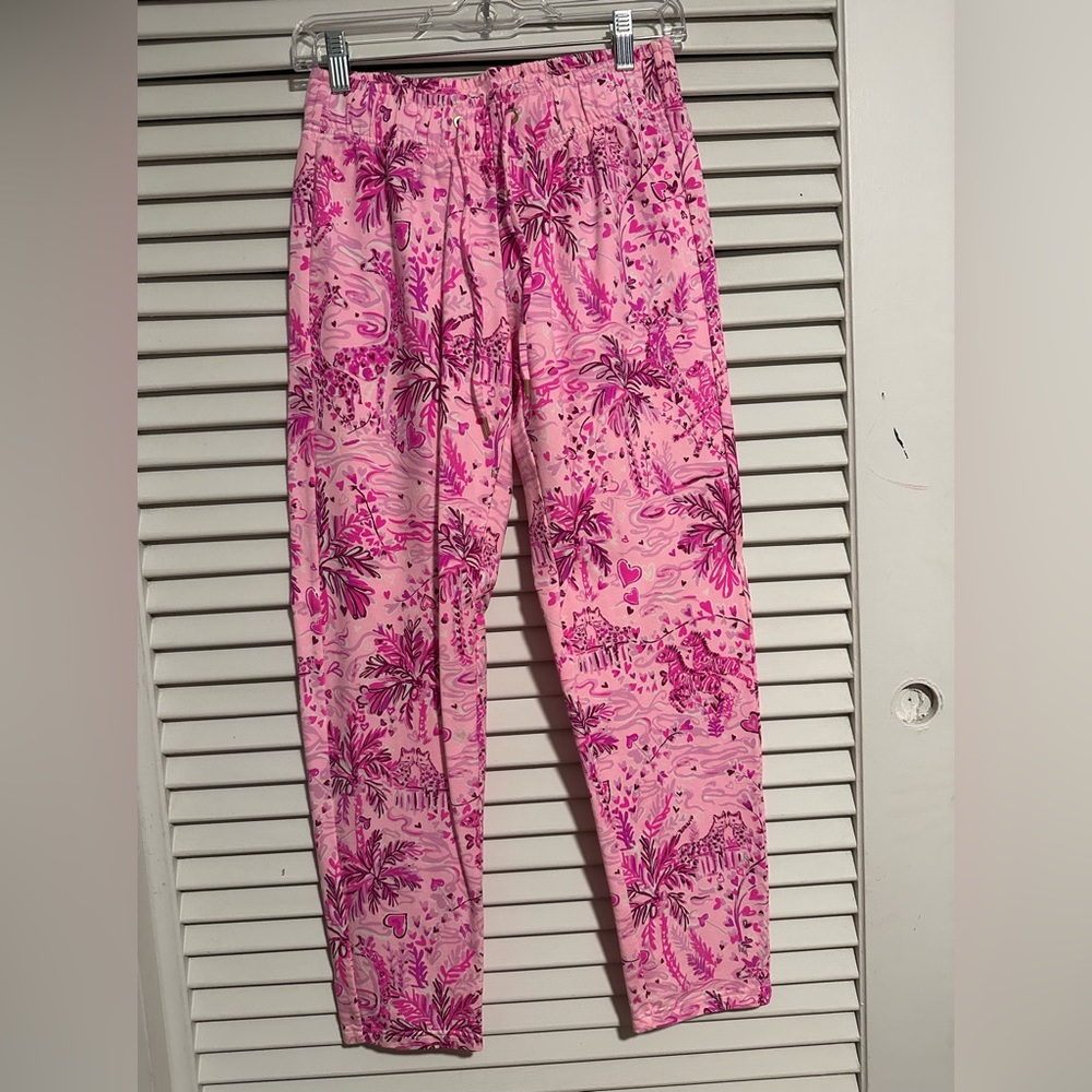 Lilly Pulitzer Emora Drawstring knit pants.  Worn Once!  Wild About You Print.